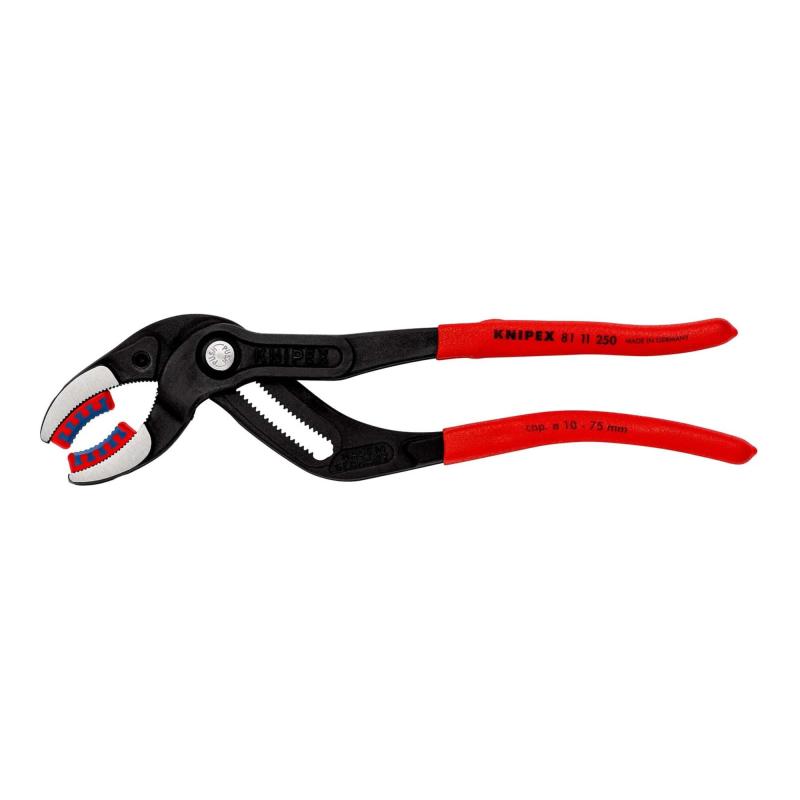 KNIPEX クニペックス パイププライヤー 全長250mm プラスティックアゴ付 プラスティックコーティングハンドル 黒防錆コート 8111-250