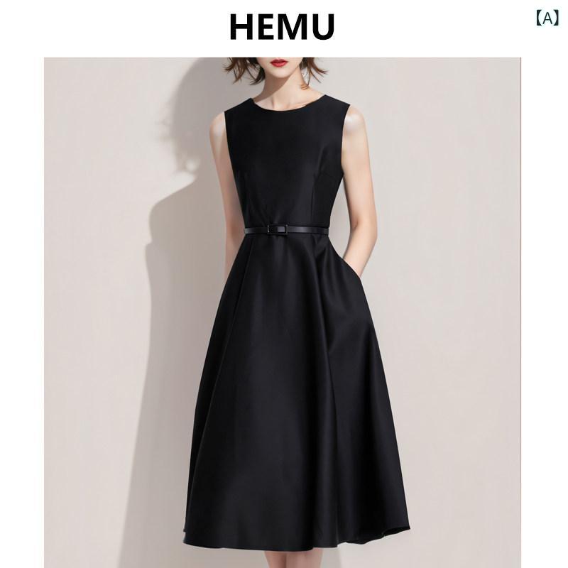 黒お召しもの 成年者かっこいい レディース お召しもの レディース 夏の フレンチ ノースリーブより良い 晴れ晴れしいな リトル 黒いこと ハイエンド 厳かさと 雅びやか