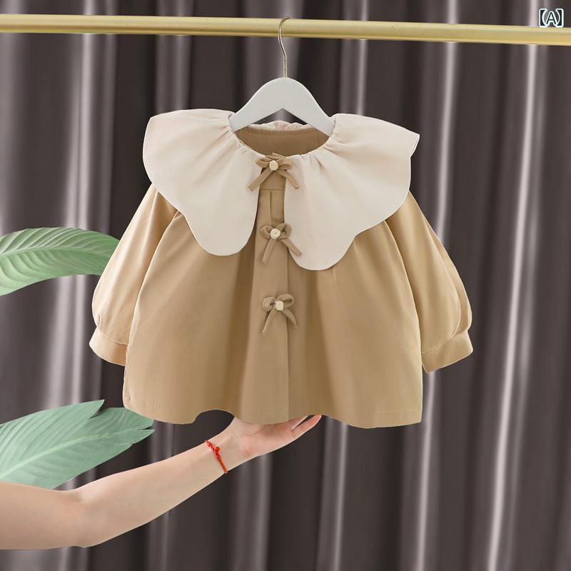 女の子 トレンチコート キッズ 女の子 春秋 ウィンドブレーカー 2025 子供用 秋 ドール カラー トップス ミドル 丈の 薄手 コート