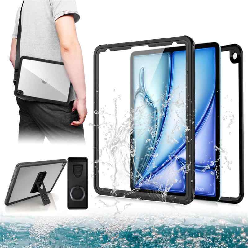 「Doo」軽量型 iPad Air 13インチ M2 完全防水ケース (2024)、iPad Pro 12.9インチ 第3世代 防水ケース（2018）、iPad Air 13 お風呂カバー IP68防水 耐衝撃 Face ID認証可能 スタンド機能付き