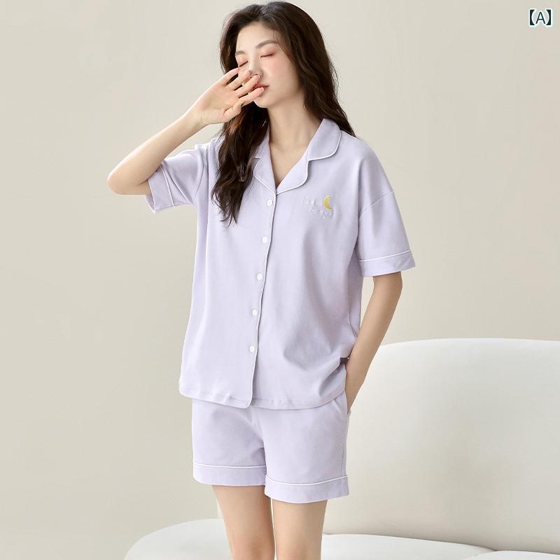 ルームウェア ママ レディース パジャマ 女性用 綿 パジャマ 夏 2025 半袖 薄手 レディース ホーム 服 スーツは 外で 着用 できます