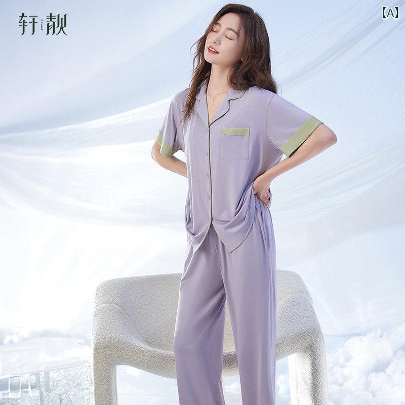 お座敷御召しもの おっ母さん レディース パジャマ Xuanliang ジーメンスダル パジャマ レディース 夏の 薄っぺら 半袖 ズボン 冷感 冷やりとした 大きめ 大きさ 養護ホーム御召しもの 書き割り