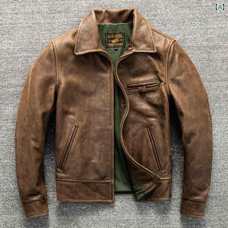 ライダースジャケット メンズ スタイリッシュ 1940年代の イタリア製第一層 カーフスキン レザージャケット カジュアル ショート メンズ 秋冬 コート
