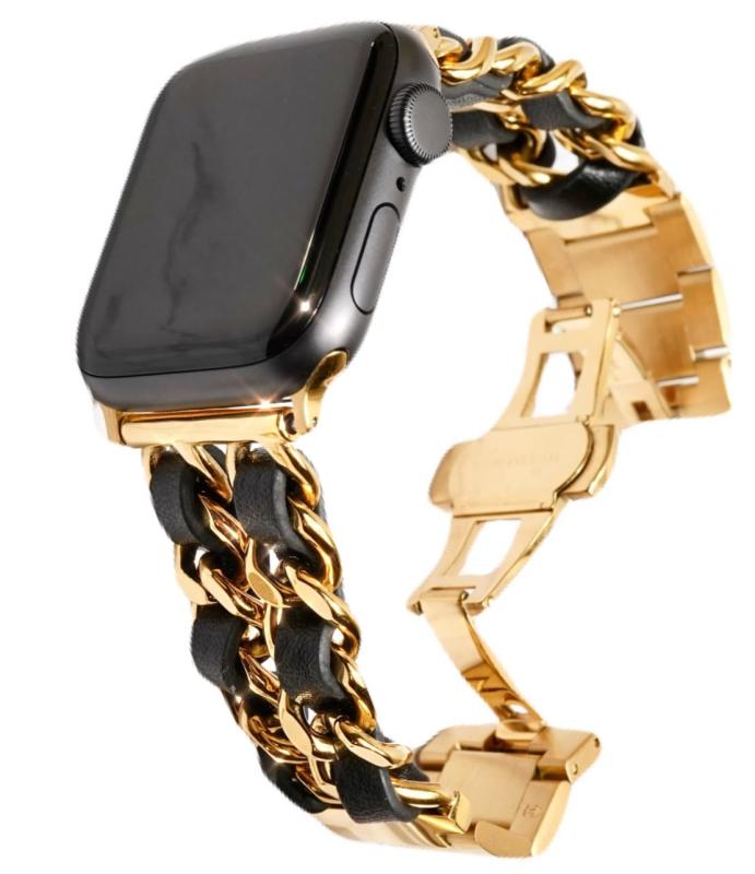 Royce&Roland Apple watch 編み込みバンド/バタフライバックル (40mm 41mm 42mm / 44mm 45mm 46mm 49mm) おしゃれ 時計 バンド/ステンレス 本革 (Series 11 10 9 8 7