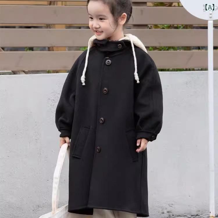 女の子 トレンチコート キッズ 女の子 ウール コート 2024 秋冬 ベビー 韓国 ミディアム ロング 子供用 暖かい 厚手 ウィンドブレーカー スタイル