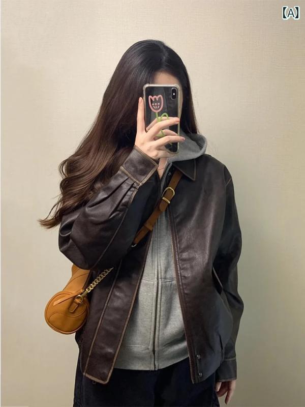 楽天市場】レディース ライダース ジャケット 女性用 ブラウンレザー