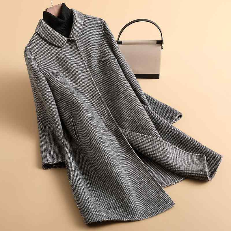 厚地の外套 おっ母さん用 レディース 冬用 大きめ大きさ 両面羊毛 羊毛原料品 黒白ベア柄 小読み合わせる柄 生あたたかい 軽さ 伸縮性 通い 普段使い