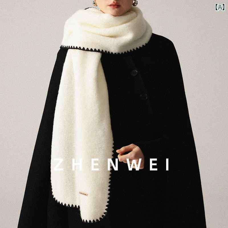 薄手 ストール スカーフ レディース 冬 白い スカーフ 韓国 雰囲気の 長い レディース 首の 保護 雪の 暖かい 質感の ショール コート 付き