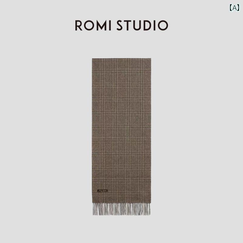 薄手 ストール スカーフ レディース ROMI STUDIO ウェルシュ プレイド ウール 暖かい タッセル スカーフ 23 AWS 055
