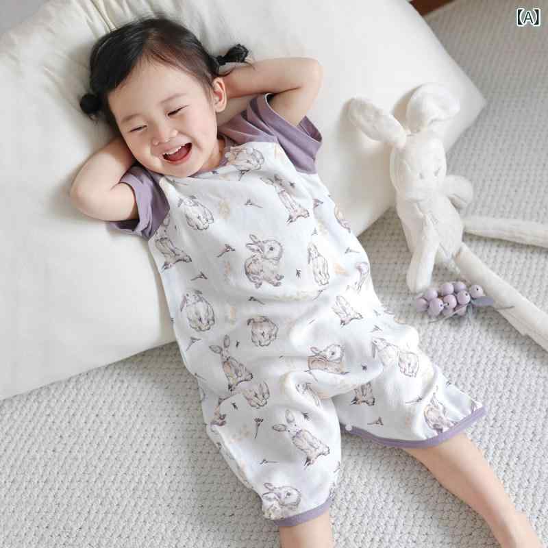 ベビー服 パジャマ 快適 夏用 二 重 竹 綿 ガーゼ ワンピース パジャマ ベビー ホーム 服 寝袋 子供用 半袖 ナイトドレス 親子 ウェア