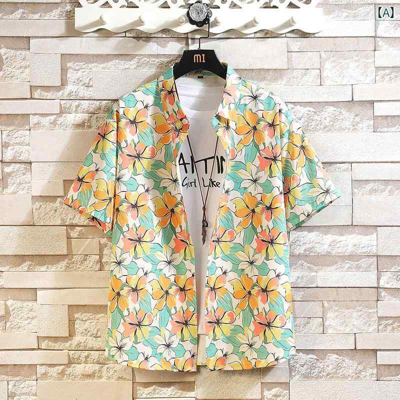 アロハシャツ 半袖 Semir 風 レトロ 植物 半袖 花柄 シャツ メンズ 夏 ハワイアン ビーチ カジュアル 大きいサイズ