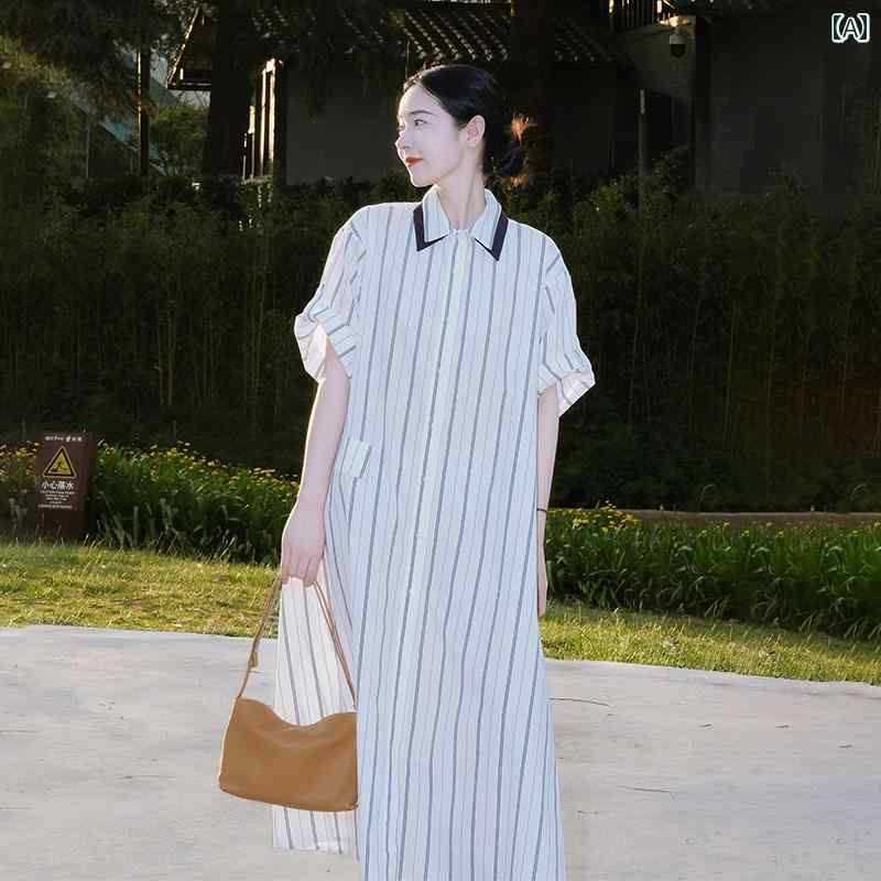 ロングプルオーバー 御召しもの 窈窕たる 分かりやすいで 窈窕たるな ハイエンド 御召しもの 縞模様 プルオーバー 衣装 POLO 色つや 通い 余暇 ロング スコート 夏
