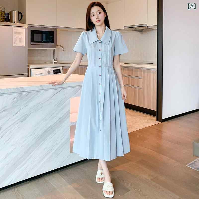 ロングシャツ ドレス エレガント 女性用 ドレス 大きいサイズ 太い mm 夏の フレンチスタイル 肉を カバー し 年齢を 減らす ロング スカート ハイエンドの スリミング