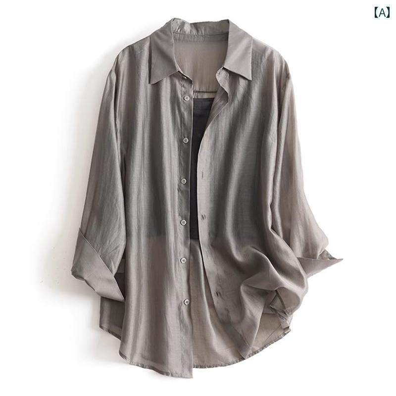 事務服 ブラウス シャツ レディース の 日焼け防止 シャツ ジャケット レディース 夏 サスペンダー アウター カーディガン 小さい カジュアル 薄手 トップス ブラウス