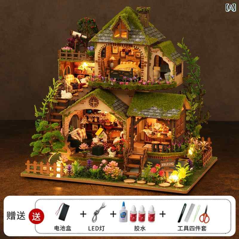 かわいい 飾り 雑貨 DIY キャビン フォレスト アドベンチャー 小さい 家 城 別荘 ミニチュア 3 D 立体 ビルディングブロック おもちゃ 誕生日 プレゼント