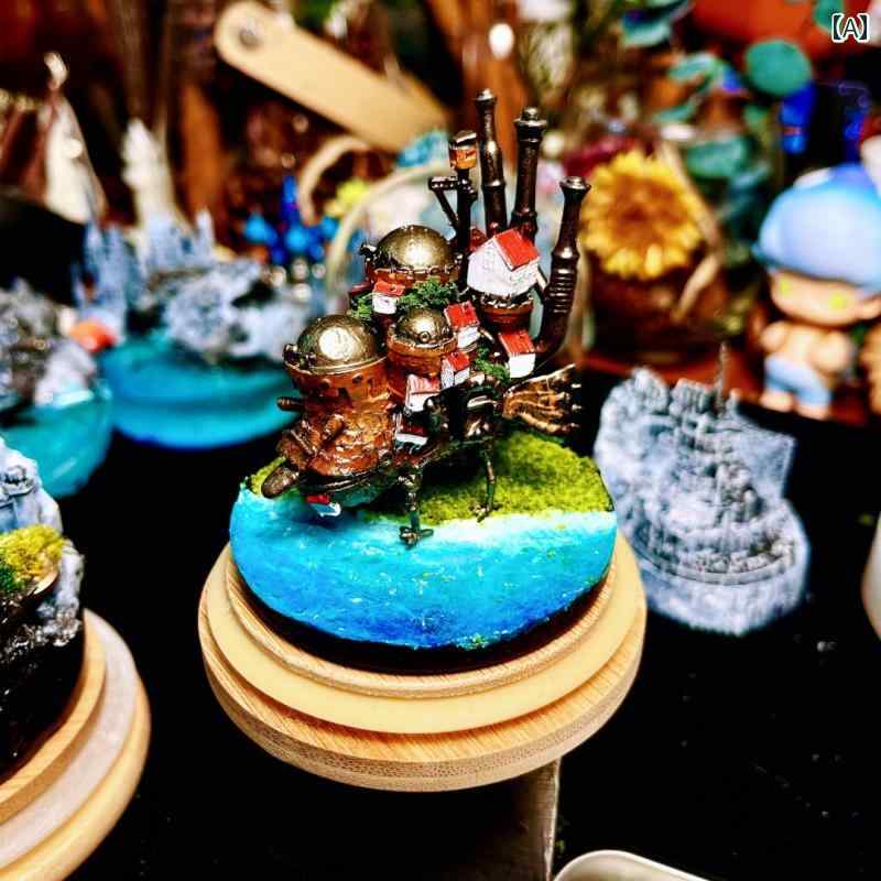 かわいい 飾り 雑貨 Moldwork Max Moving Castle ミニチュア 風景 ガラス カバーの 装飾 装飾品と して ギフトと