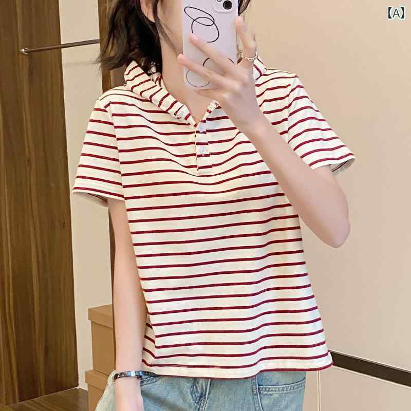 ボーダー ストライプ Tシャツ レディース フード付き ストライプ 綿 ゆったり 半袖 Tシャツ レディース 2025夏 カジュアル トップ