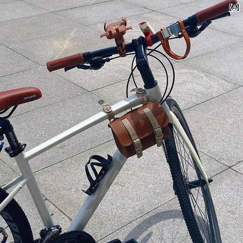 自転車 前かご バッグ レトロ 自転車 バッグ ユニバーサル フロントと リア マウンテンバイク 通勤 ロード バイク 装飾 サイクリング 機器 アクセサリー
