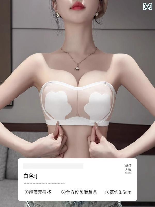チューブ トップ フィット感 Yibenmo ストラップレス 下着 冷感 涼しい 夏 薄型 スタイル 大きい 胸 小さめ 垂れにくい チューブ トップ 見えない ブラジャー