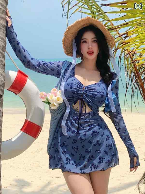 水着 ワンピース サマー レトロ 花柄の 水着 レディース ワンピース ドレス ティブな 長袖 日焼け防止 海辺の 休暇 大きいサイズ やや 太って 痩せて カバー