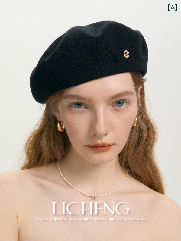 ベレー帽 かわいい キャップ Lichengな フレンチ ベレー 帽 春と 夏 薄手 通気性 コットン 無地 大きい 頭囲 ペインター ハット 女性