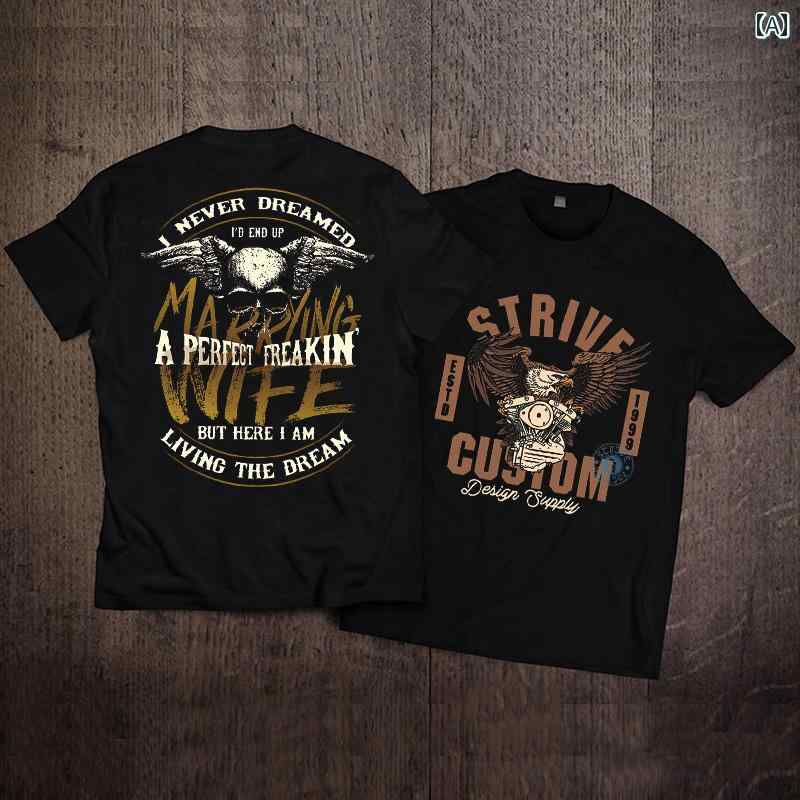 スカル Tシャツ 骸骨 アミ カーキ アメリカン カントリー レトロ モーター サイクル スタイル ノスタルジック ロック スカル コットン 半袖 ゆったり カップル Tシャツ メンズ