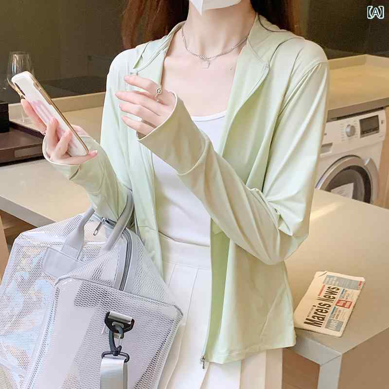 快適 涼しい パーカー 冷感 日焼け防止 服 2025年 女性用 商品 紫外線 対策 ヤーン ジャケット フード付き ゆったり トップス 夏｜LAONsChoice