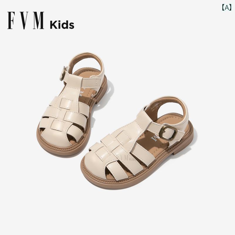 キッズ サンダル フィット感 FVM 女の子 靴 子供用 プリンセス サンダル 2025夏の ローマの 大きい