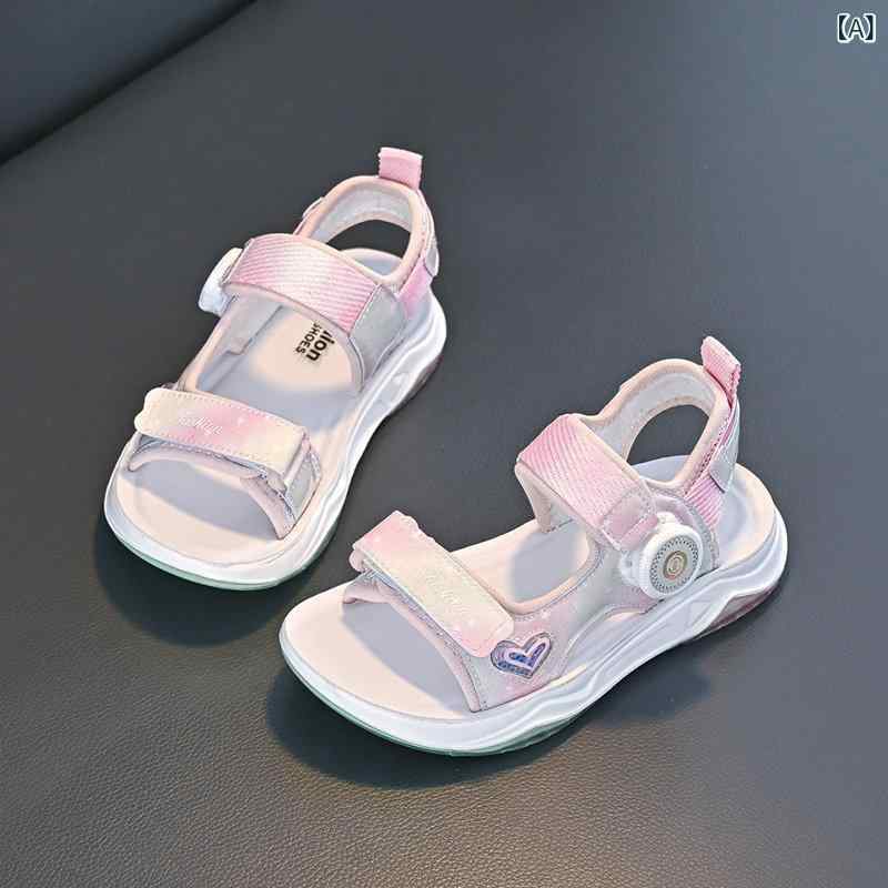 キッズ サンダル フィット感 女の子 サンダル 2025夏 ソフト ソール ファッション 韓国 中大 サイズ 子供用 軽量 滑り止め ビーチ シューズ