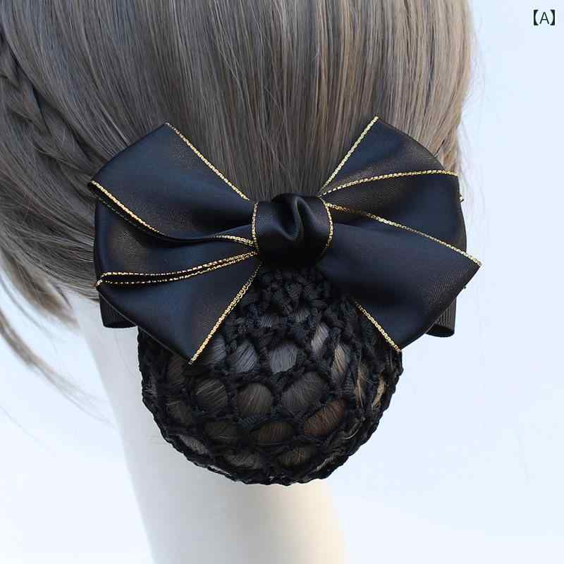 ヘアアクセアリー ヘアバンド レディース ZD ヘア ネット 女性 看護 師 プロ バッグ スチュワーデス ホテル 銀行 仕事 ボウ アクセサリー