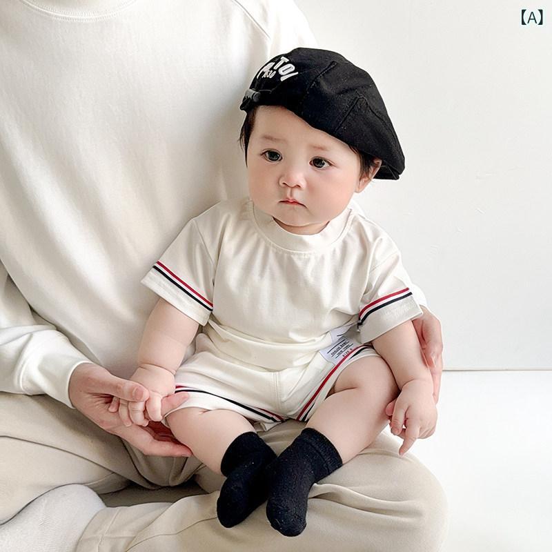 ベビー服 半袖 快適 韓国 男の子用 夏 半袖 スーツ 子供用の 薄くて スタイリッシュな ツーピース カジュアル スポーツウェア ベビー 服