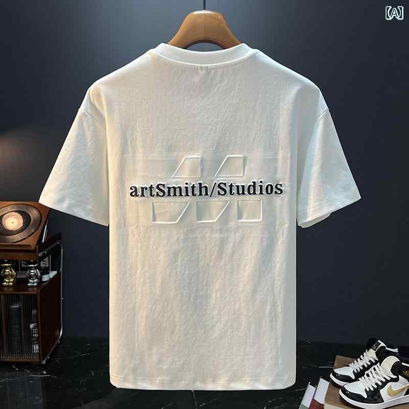 ワンポイント Tシャツ おしゃれ ホワイトの 大きいサイズ プリント Tシャツ メンズ 夏の カジュアル 半袖 ゆったり スリム 万能 快適 トップス