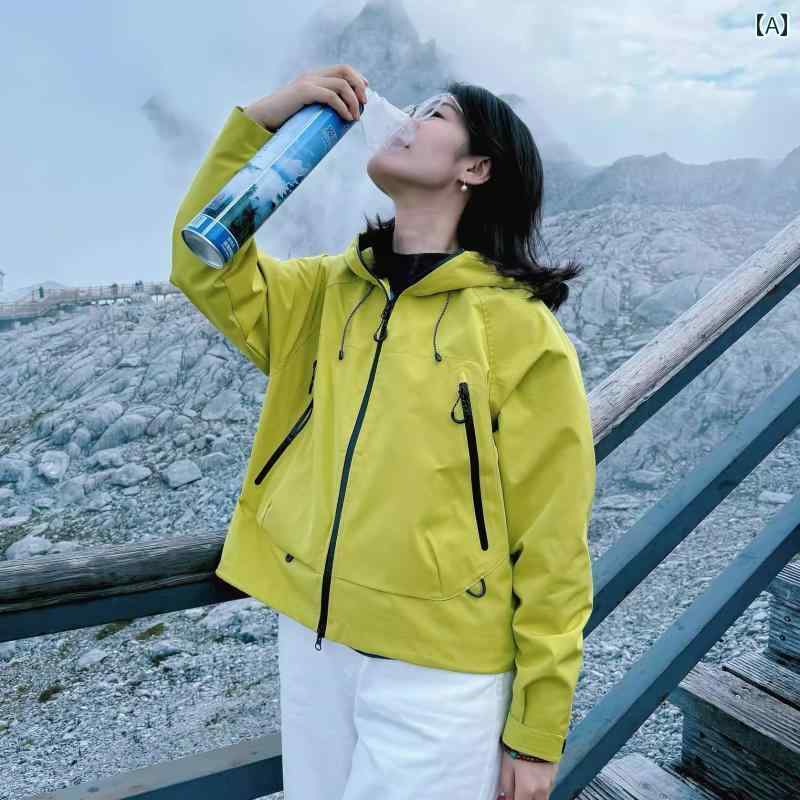 アウトドア ウェア レディース ショート スタイル小 2025 春秋 薄手 ジャケット レディース 旅行 登山 服 フード付き