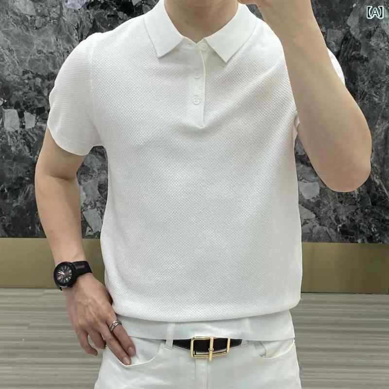 サマーニット 半袖ニット シンプル 2025 メンズ 夏 冷感 ポロシャツ 半袖 Tシャツ Yilite ニット新 スタイル 個性 色 シンプル