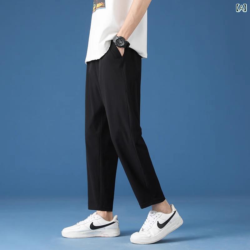 ストレートパンツ カジュアル シック Jeanswest パンツ メンズ 夏 薄手 冷感 ゆったり 30mm 丈 ストレート スポーツ 速乾 カジュアル