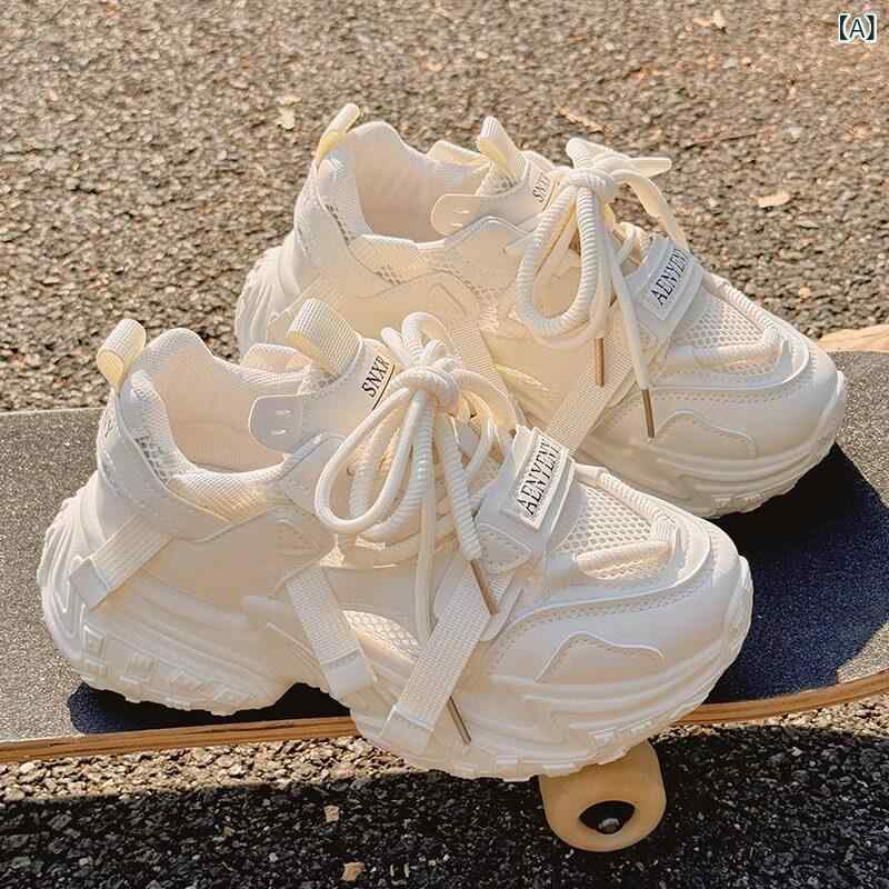 キッズ シューズ フィット 女の子お父さんの 靴 2025夏の 通気性の ある 薄手 子供用 スポーツ シューズ中大 サイズ メッシュ シューズ 白靴