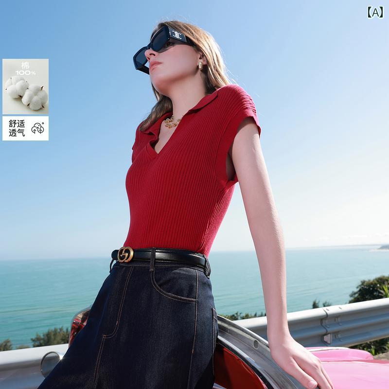 トップス 半袖 ニット イブ ドゥ アウトレット 2025夏 ポロ カラー セーター コーマ コットンセーター プルオーバー レディース