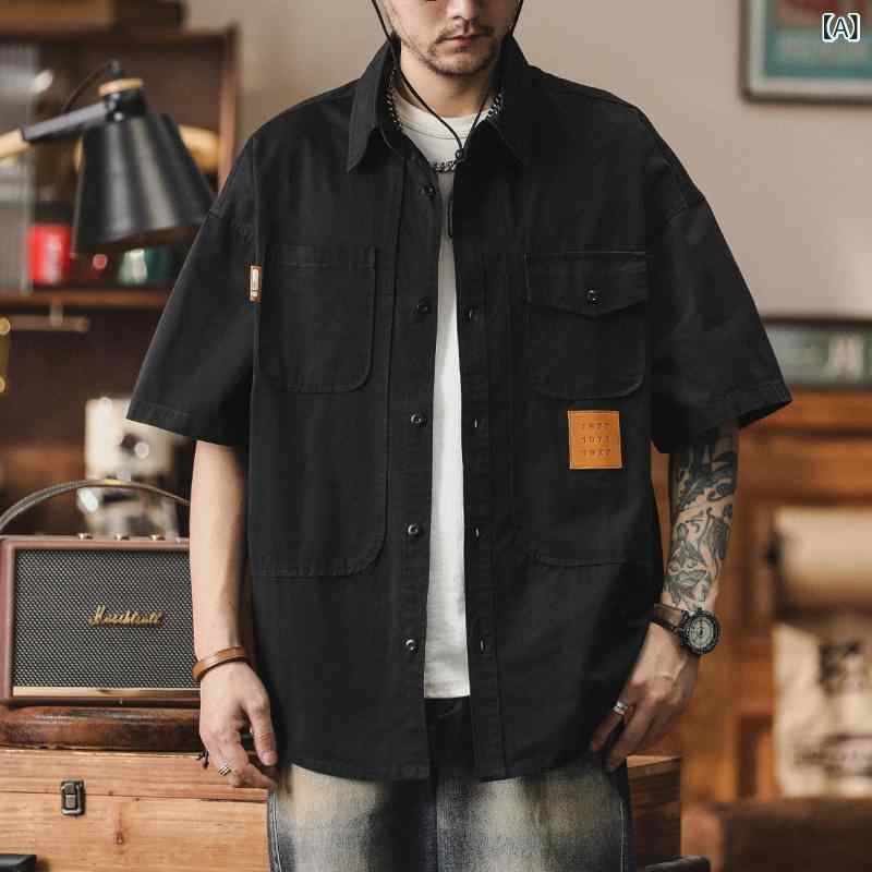 Ｙプルオーバー 半袖 メンズ Qingtu 新 瀬戸もの風 黒 半袖 プルオーバー メンズな 綿 気が大きい大きさ 2024 アウター 心地よい 細工物プルオーバー