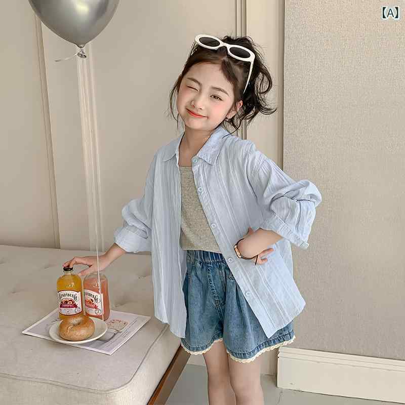 キッズ ブラウス 女の子用 女の子 シャツ 夏 2025 エアコン 子供用 日焼け防止 ジャケット 夏用 服 おしゃれ トップス