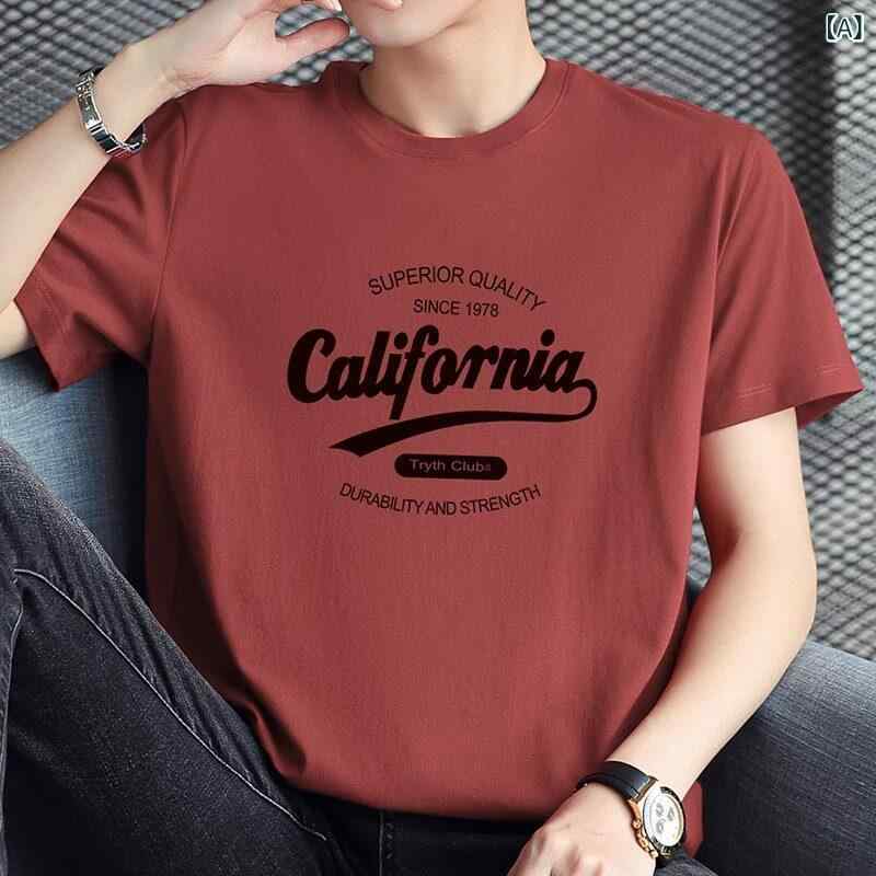 プリント Tシャツ メンズ 綿 メンズ 半袖 Tシャツ 夏 2025新 スタイル ラウンドネック プリント 長袖
