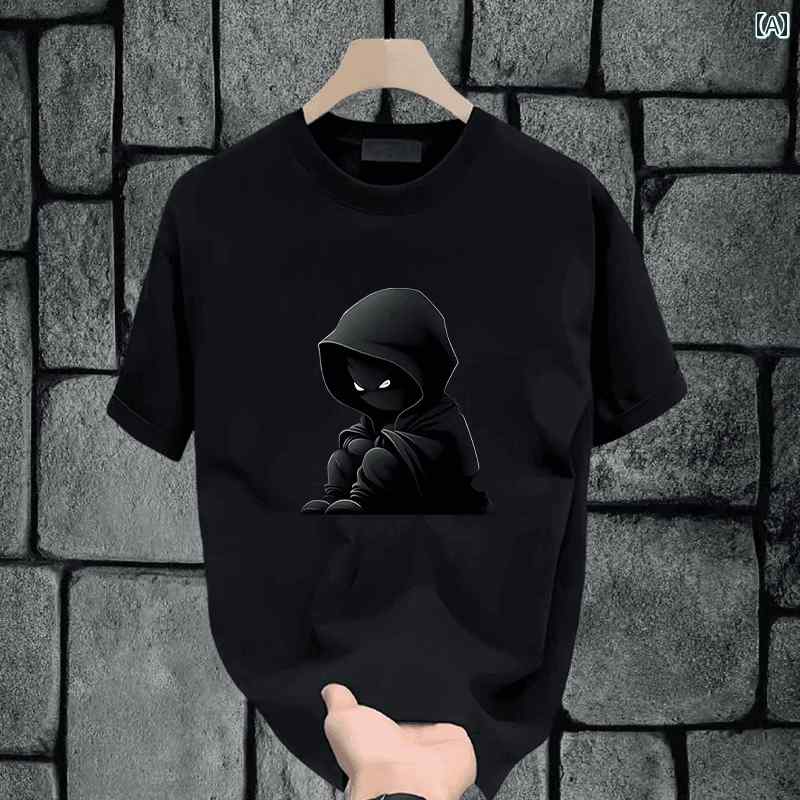 プリント Tシャツ メンズ 高級 厚手 コットン 半袖 Tシャツ メンズ 2025 春夏 カジュアル ラウンドネック ゆったり レイヤリング シャツ