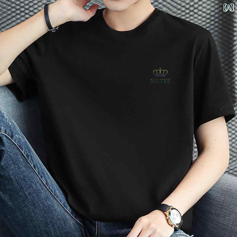 プリント Tシャツ メンズ ピエールカルダンの プリント 半袖 メンズ 綿 Tシャツ 2025夏 ゆったり ラウンドネック