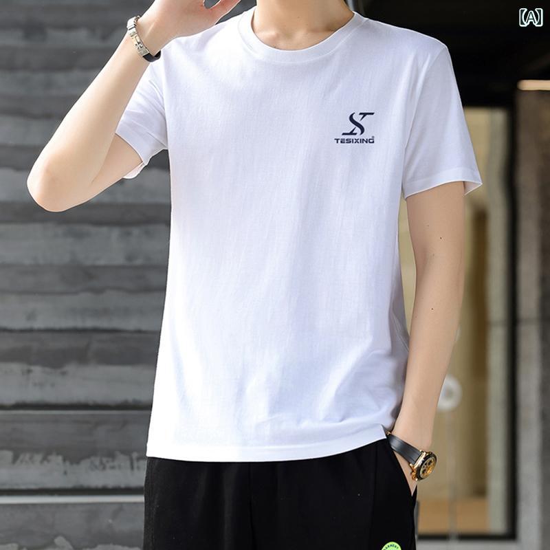 プリント Tシャツ メンズ 半袖 Tシャツ メンズ 夏 ゆったり カジュアル レイヤリング シャツ 2025 ヘビーウェイト トップス 服