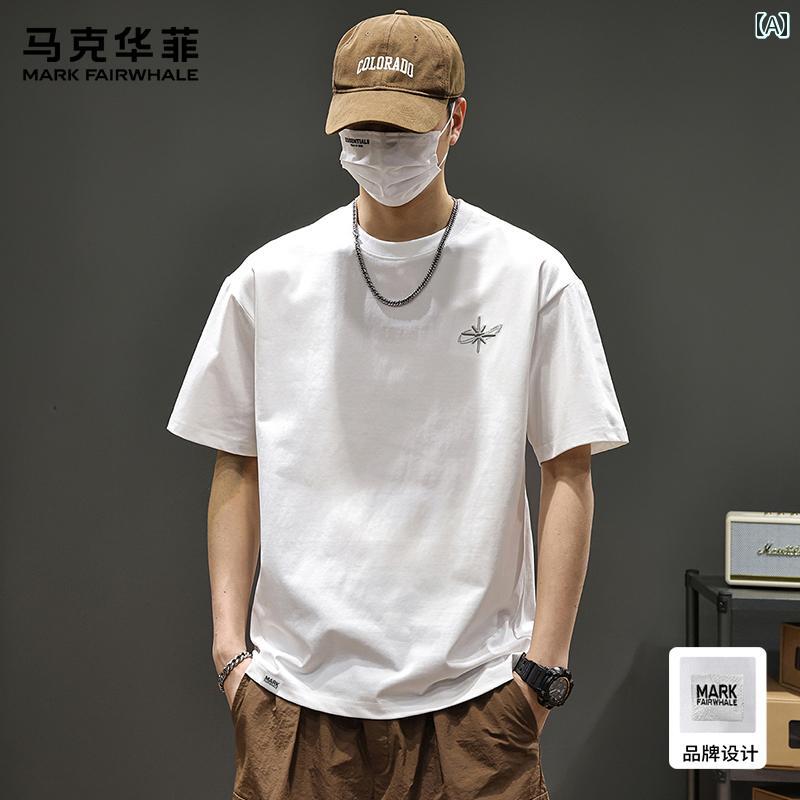プリント Tシャツ メンズ 【 文字 刺繍】 マーク フェア ホエール 半袖 Tシャツ メンズ 夏型 冷感 薄手 クール トップス