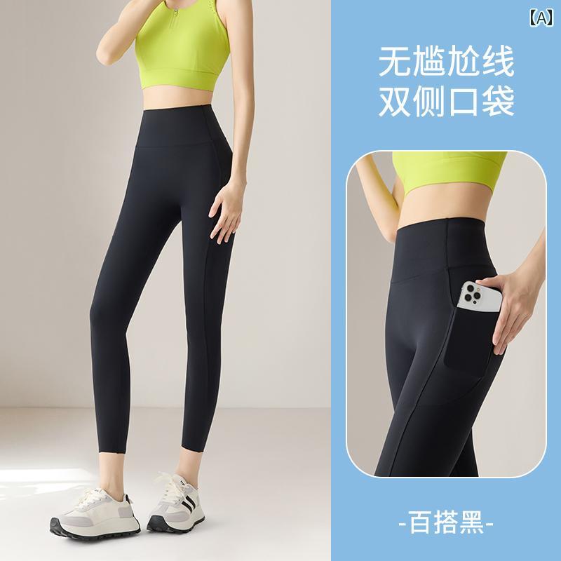 ヨガパンツ シャークパンツ レディース アウターと して 着用 できる 女性用 ダブル ポケット シャーク パンツ 夏の ヨガ用 クロップド レギンス バービー スリム スタイル ピラティス フィットネス ヒップ リフティング