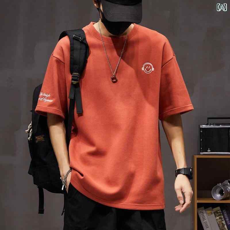 メンズTシャツ ワンポイント 重厚な 刺繍の 半袖 Tシャツ メンズ 夏 薄手 ゆったり 大きいサイズ 丸 首 2025