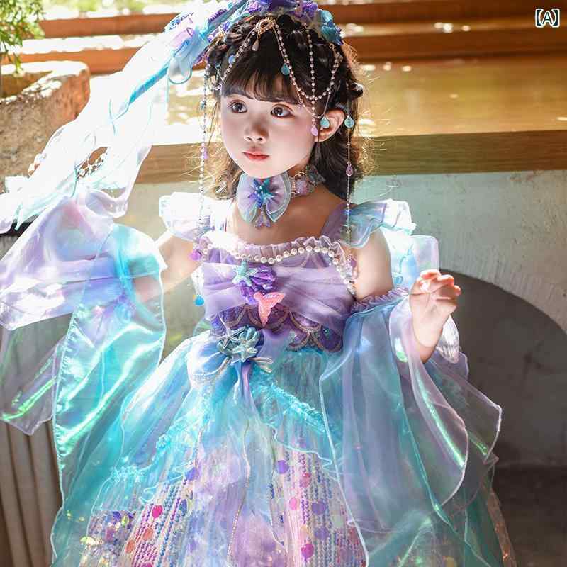 マーメイド キッズ用 女の子用 ロリータ プリンセス ドレス 25 夏の 子供用 誕生日 チュチュ マーメイド パフォーマンス
