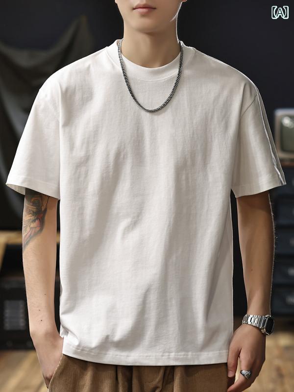 無地 Tシャツ 着やすい 2025夏 厚手 コットン 半袖 Tシャツ メンズ 無地 シャツ 白 服