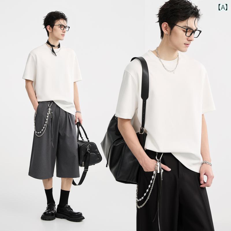 無地 Tシャツ 着やすい 【 清涼 感】 ピマ コットン モダール アール ドロウ 夏 無地 ボトムス 半袖 3本 針 メンズ Tシャツ
