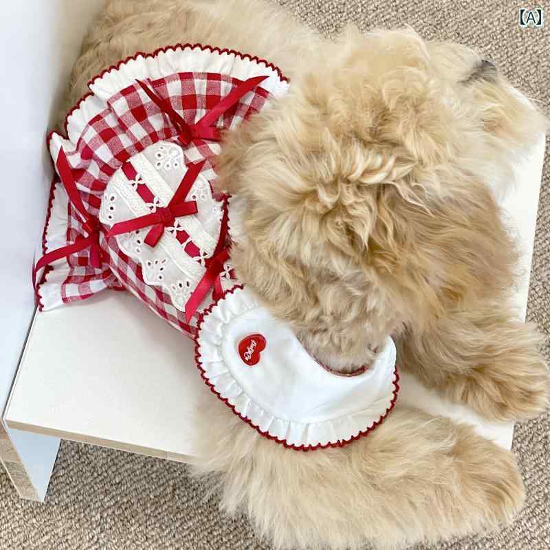 わんちゃん用 ドレス Woof Tale 薄手 チェック 柄 ワンピース 小型 犬 服 夏用 レトロ シャツ